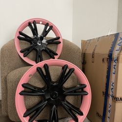 Pink & Black Tesla Rim Covers
