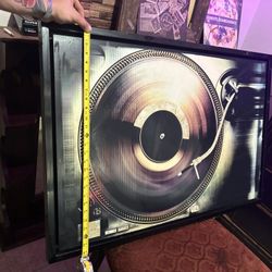 Framed Home Decor Art (Vinyl On Turntable 