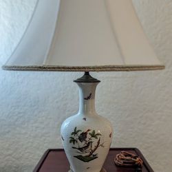 Antique Herend Rothschild Bird And Basket Weave Lamp