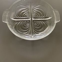Vintage Glass Divided Serving Dish