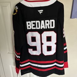 Connor Bedard Black and red Chicago Blackhawks jersey size m