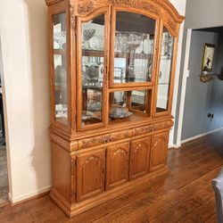 Solid oak China cabinet