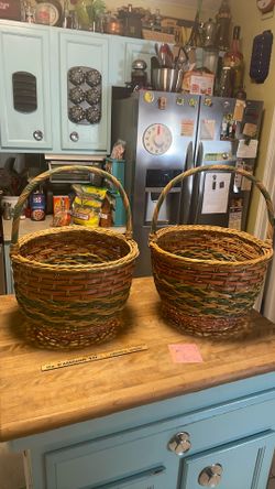 Set of 2 extra large handmade wicker baskets