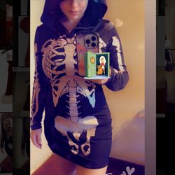 Skeleton Black Women’s Hoodie Dress