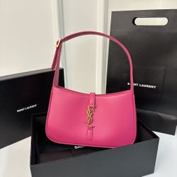 SAINT LAURENT Smooth Calfskin Le 5 A 7 Hobo Bubblegum 24.5x16x6cm