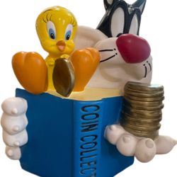 Warner Bros Vintage Piggy Bank Sylvester And Tweety Bird 