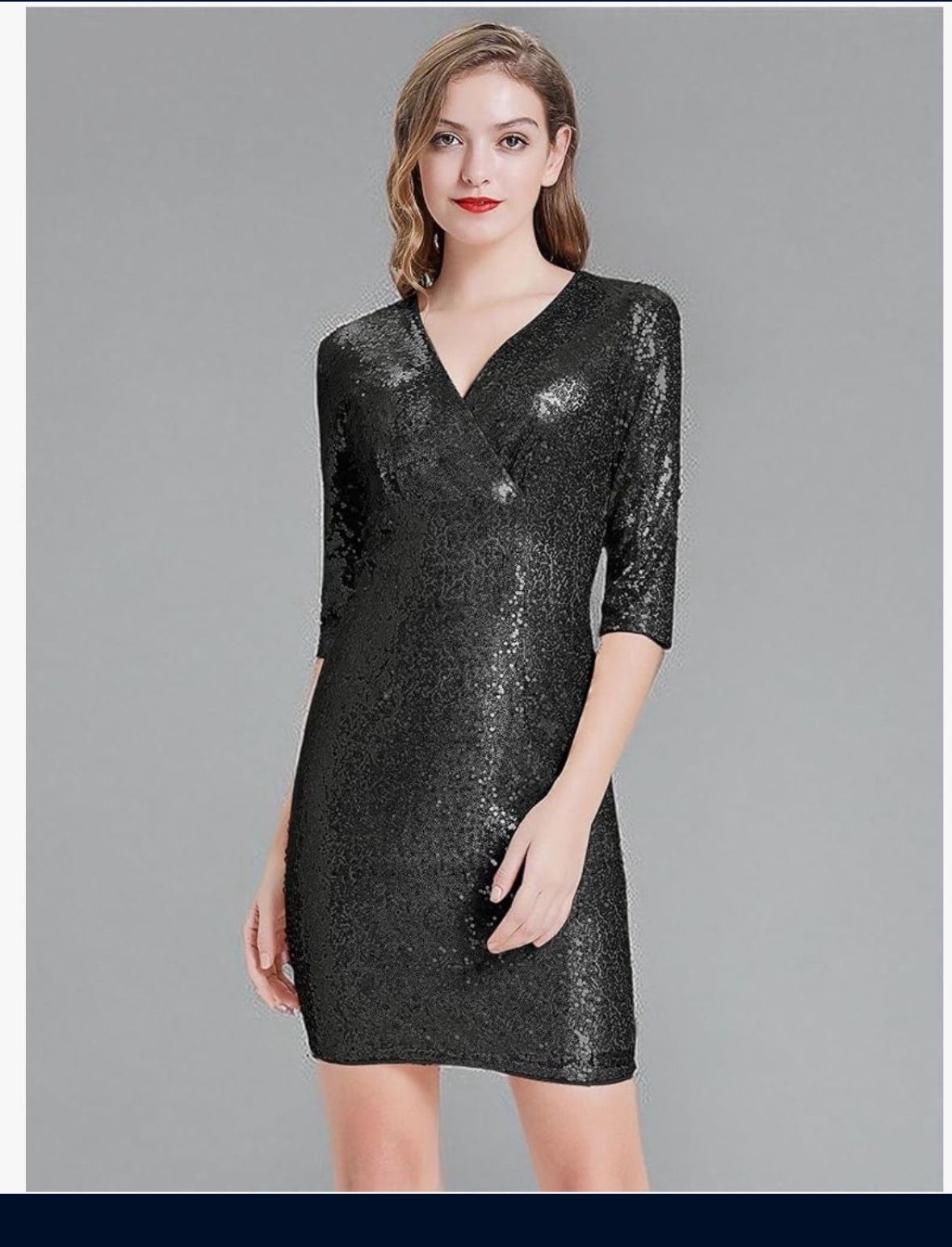 Women's V-neck Sequin Dresses