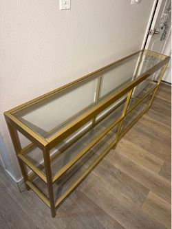 Beautiful  Brass and Glass Rectangle Console/Entry Way Table