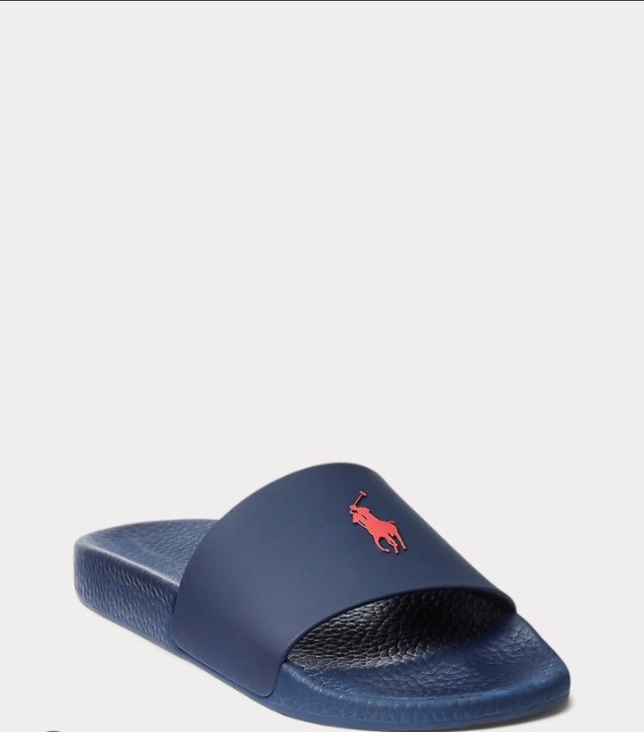 POLO Ralph Lauren Signature Pony Slide Navy Blue Red