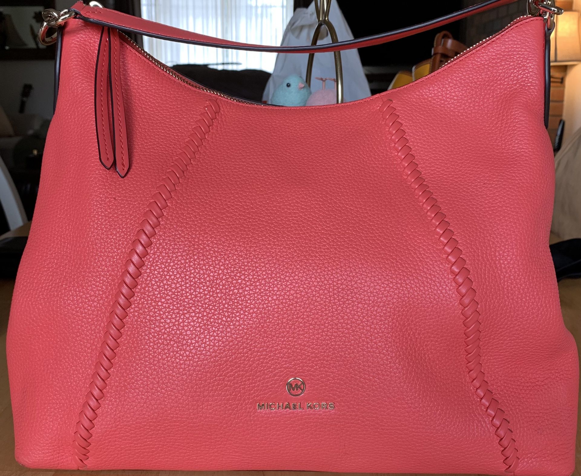 Michael Kors Sienna Large Leather Convertible Shoulder Bag Dahlia Pink