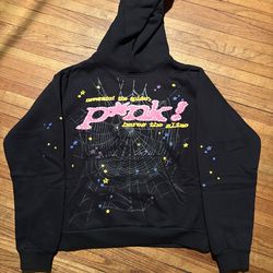 Brand New Sp5der P*NK V2 Black Hoodie Size Medium
