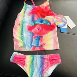 DreamWorks Trolls Poppy ToddlerLittle Girls 2 Piece Tankini Swimsuit Set Size 4