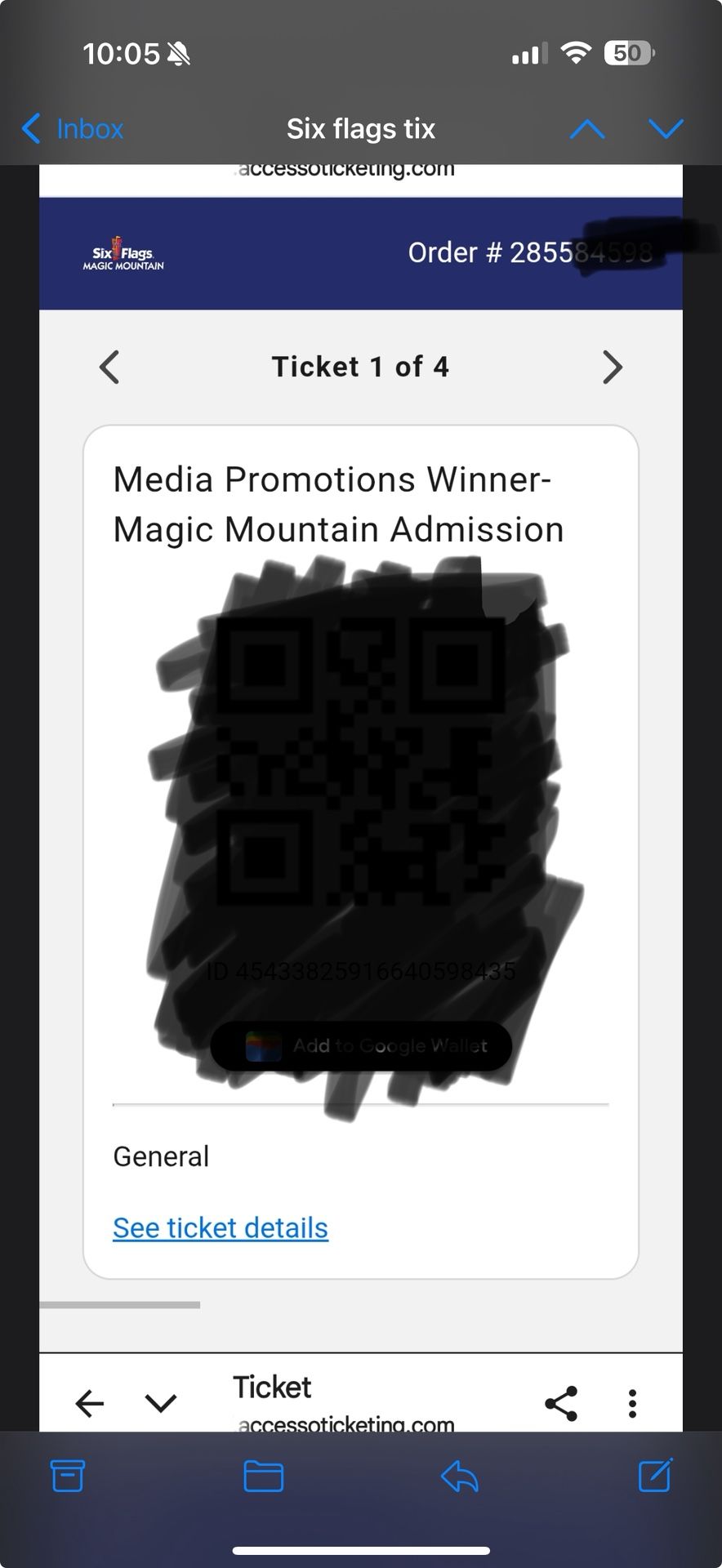 4 Tickets To 6 Flags Magic Mountain 