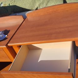 Sturdy Wood Nightstand with Drawer & Storage Shelf