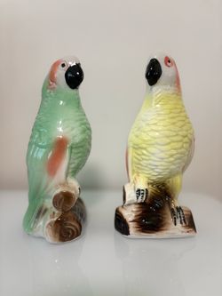 Pair of Ceramic Parrot Figurines