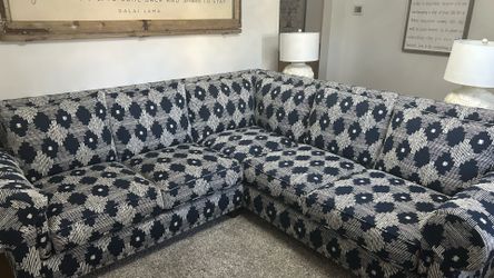 Blue two-piece sectional custom sofa