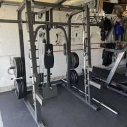 Vesta Fitness Smith Machine 2001 w/Bench Attachment | 230lb Bumpers Weights | 7ft Olympic Bar | Fitness | Gym Equipment | FREE DELIVERY 🚚 
