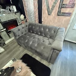 Rhinestone Set Of Sofa Color Gray No Tares No Stain Like New 