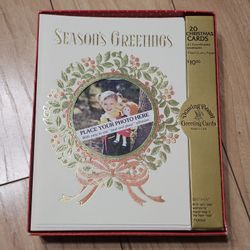 Unused Vintage Christmas Greeting Cards by Drawing Board Holidays New Year NYE Family Friends / *20 Photo Cards & 21 Envelopes / New - Open Box