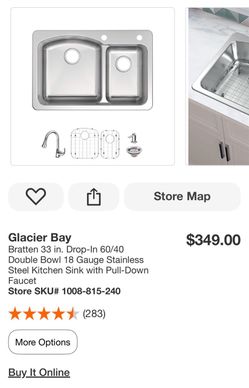 Glacier Bay 33 Inch Double Bowl