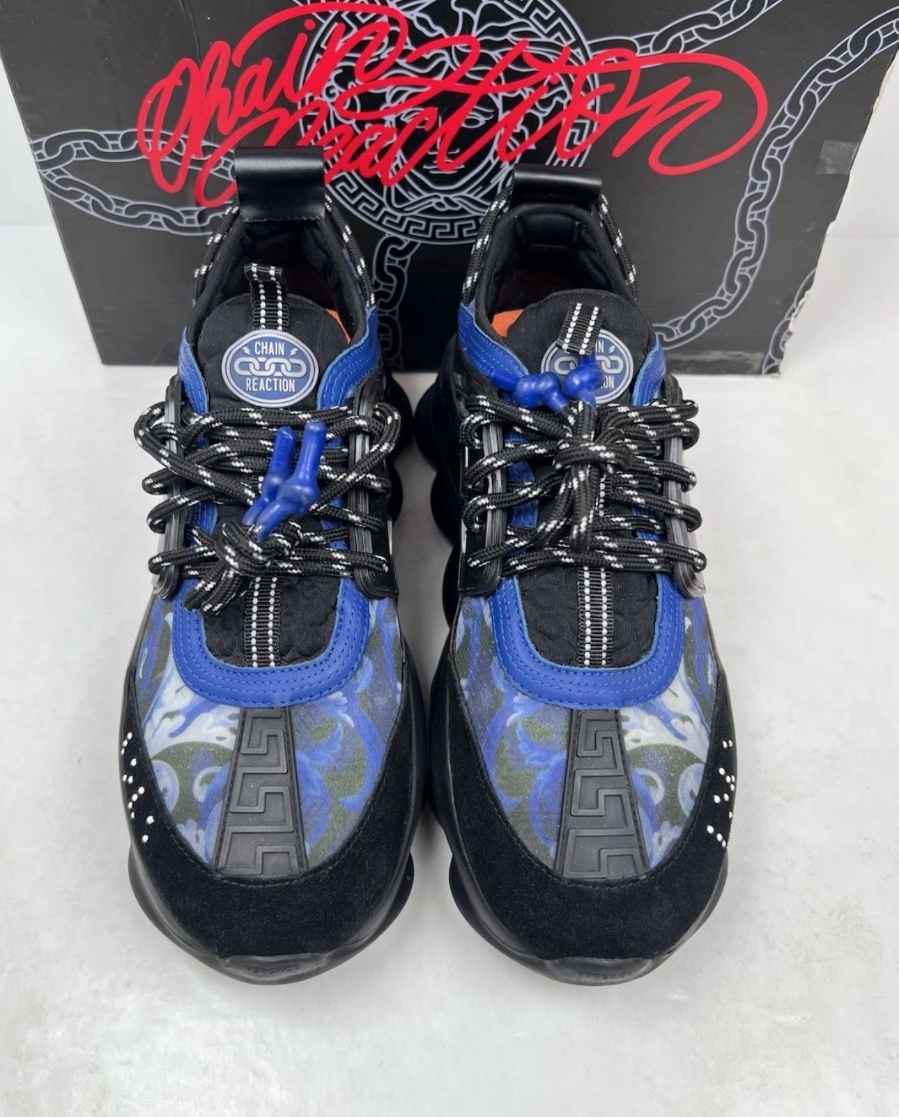 Size 42EU/9US - Versace Chain Reaction Black/Blue Sneakers💙 RETAIL $1,125!