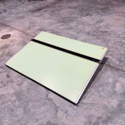 VINTAGE portable tabletop tilting drafting board featuring a light green surface with straightedge that slides  PICK UP IN DEER PARK 77536
