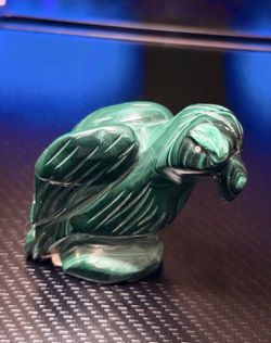 Vintage Hand-Carved Malachite Parrot