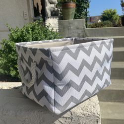 DII Polyester Container with Handles, Chevron Storage Bin, Large, Gray