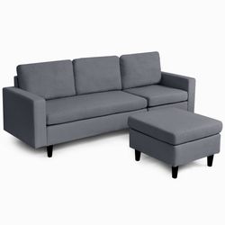 Cônvèrtîblè L-shàpèd Sèctional Sôfà Côûch with Cüshîön