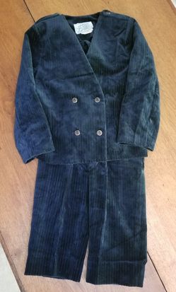 Vintage Black Velvet Child's Jacket Overall Pant Set - Size 6x

