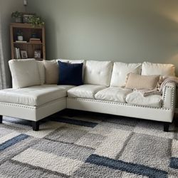 Faux White Leather Sectional Sofa