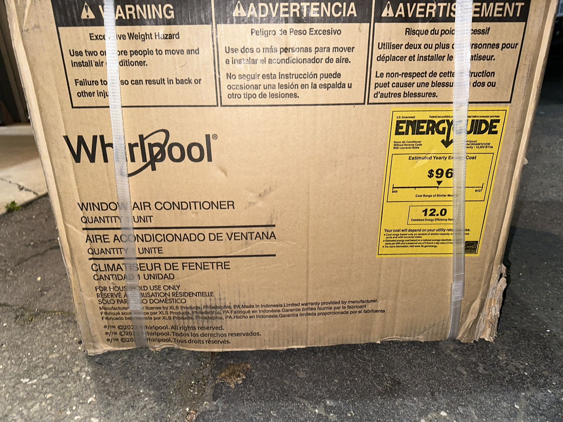 New Whirlpool 12,000 BTU 115v Window Mounted Air Conditioner!