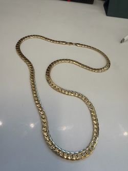 Stamped 14k gold flat Cuban 30 inch