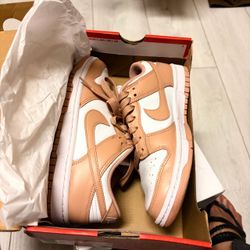 Nike Dunk Low White and Tan Sneakers
