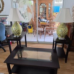 Coffee Table Set & Lamps