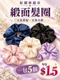 Satin Hair Scrunchies Set of 5