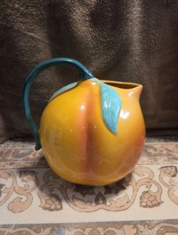 CopCo Glazed Ceramic Peach Pitcher 1993