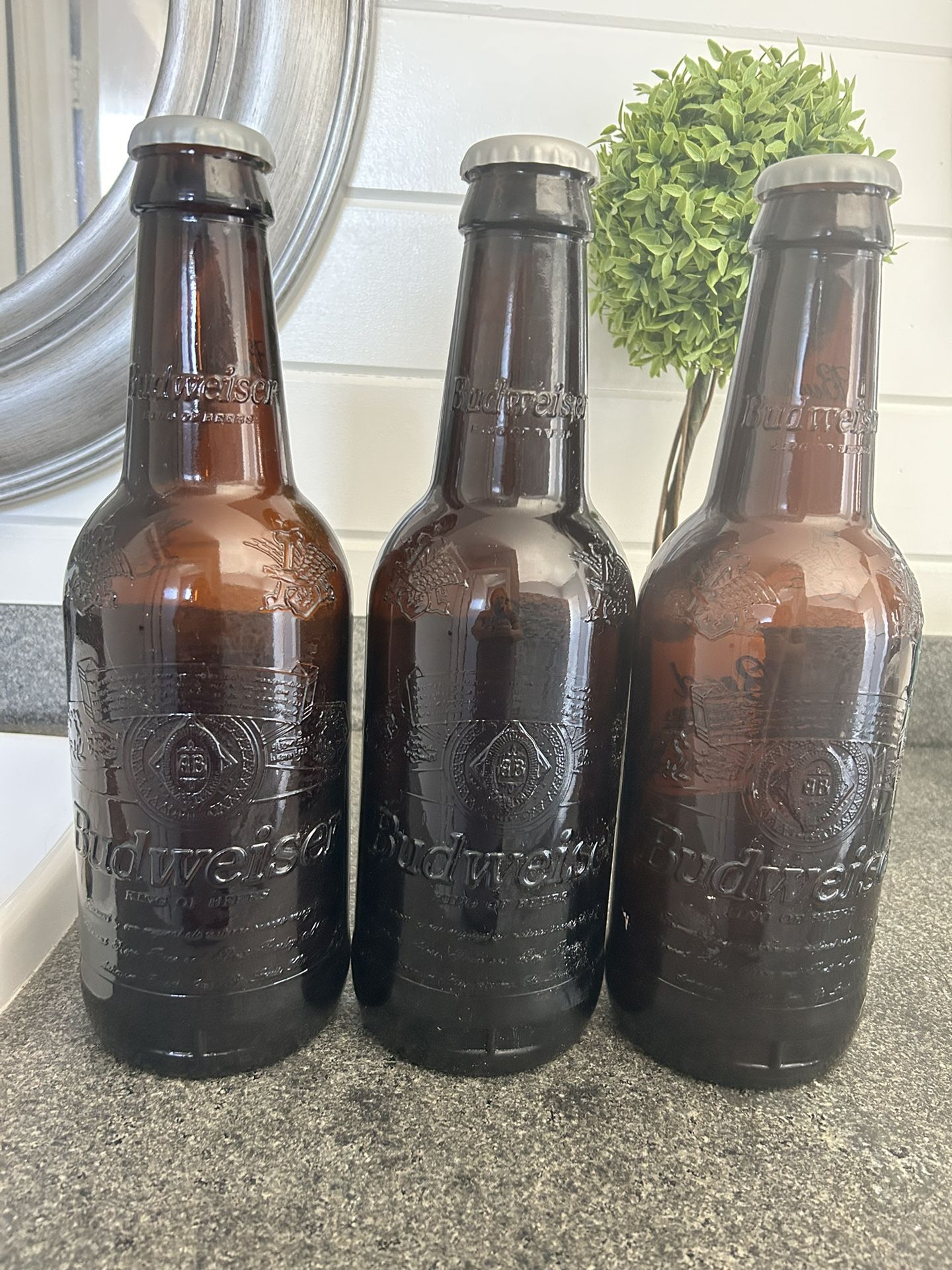 Giant glass Budweiser Beer Bottles
