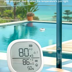 Rechargeable Pool Thermometer Wireless, Pool Thermometer Floating Easy Read Display, Thermometer for Swimming Pool, Hot Tub, Hot Spring - Batteries In