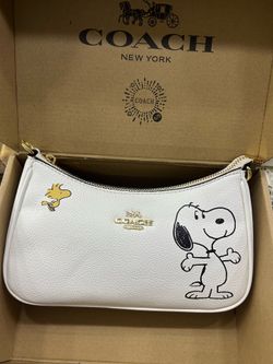 coach x peanuts snoopy white crossbody bag
