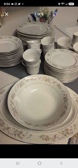 Vintage 80's  Cannes 8078  Fine China Service for 12 – Floral with Platinum Trim
