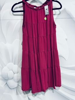 Pink dress, baby doll style, 4 tiered, tie back SMALL