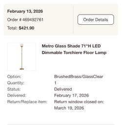 Metro Glass Shade 71"H LED Dimmable Torchiere Floor Lamp