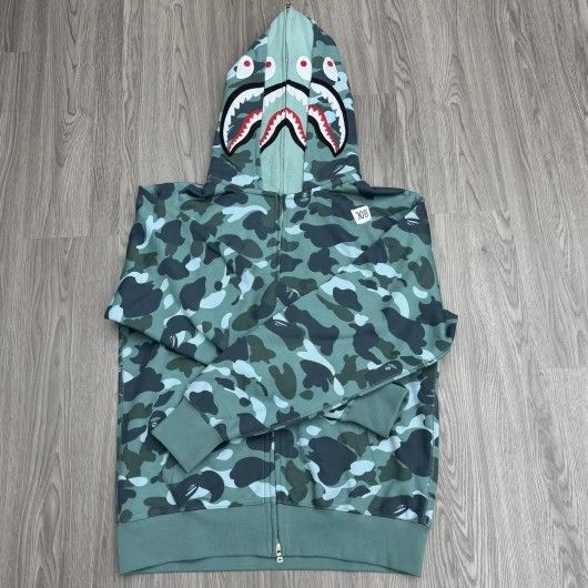 🌎 EARTH GREEN ABC CAMO BAPE HOODIE! A Bathing Ape SHARK 2.0 DOUBLE VERSION HOODIE! 