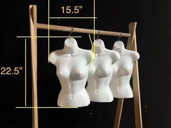 3 pc White Plastic Female Upper Torso Half Form Mannequin with swirl Hanging Hook