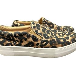 Steve Madden Women 7.5M Gills Slip On Platform Leopard Animal Print Casual Shoes