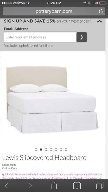 Pottery Barn Lewis Slipcover Headboard (Queen, White with Swiss Dots Slipcover)