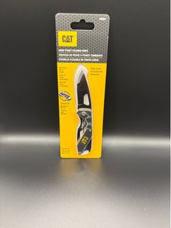 CAT 6-1/4 INCH FOLDING SKELETON body WITH BOTTLE OPENER WITH BLACK BLADE