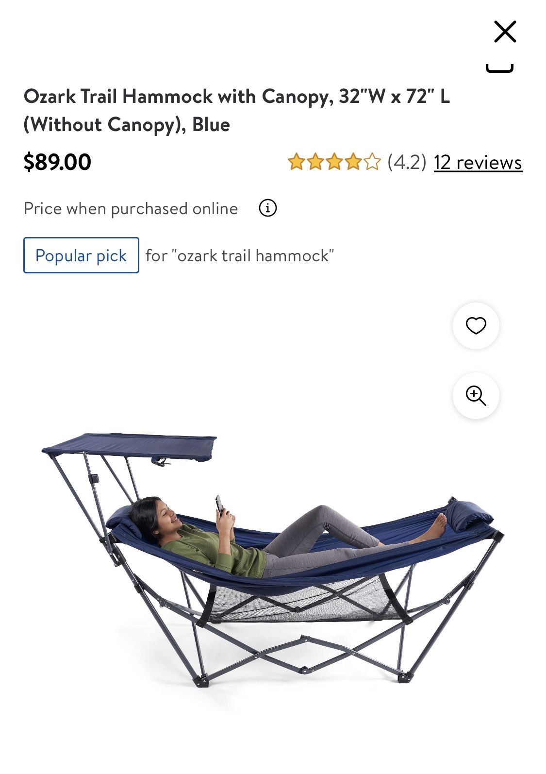 Ozark trail hammock with sunshade sale
