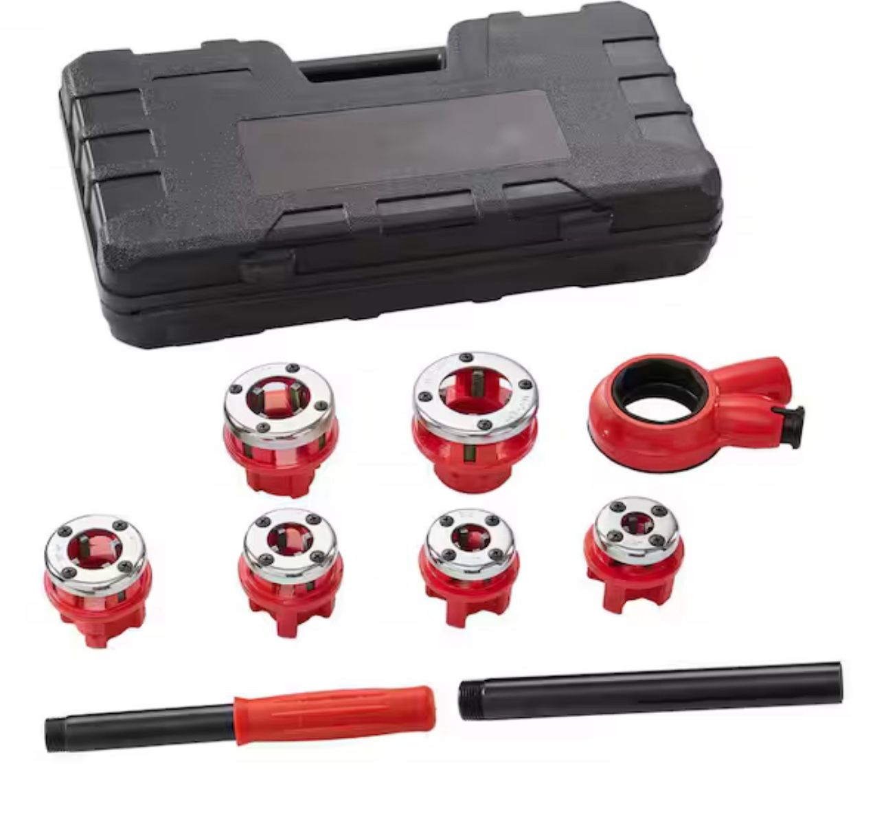 Manual Ratchet Pipe Threader Kit, 1/4 in.-1-1/4 in. NPT, 6 NPT Dies, with Case, for Galvanized, Aluminum, Copper Pipes